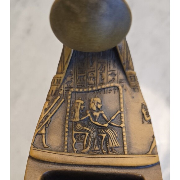 VTG KING TUTANKHAMUN'S EGYPTIAN HARDSTONE FUNERARY SUN BARGE BOAT ASH TRAY RARE - Picture 3 of 9